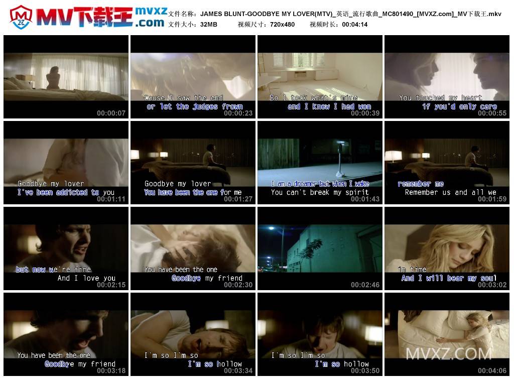 JAMES BLUNT-GOODBYE MY LOVER(MTV)_英语_流行歌曲_MC801490